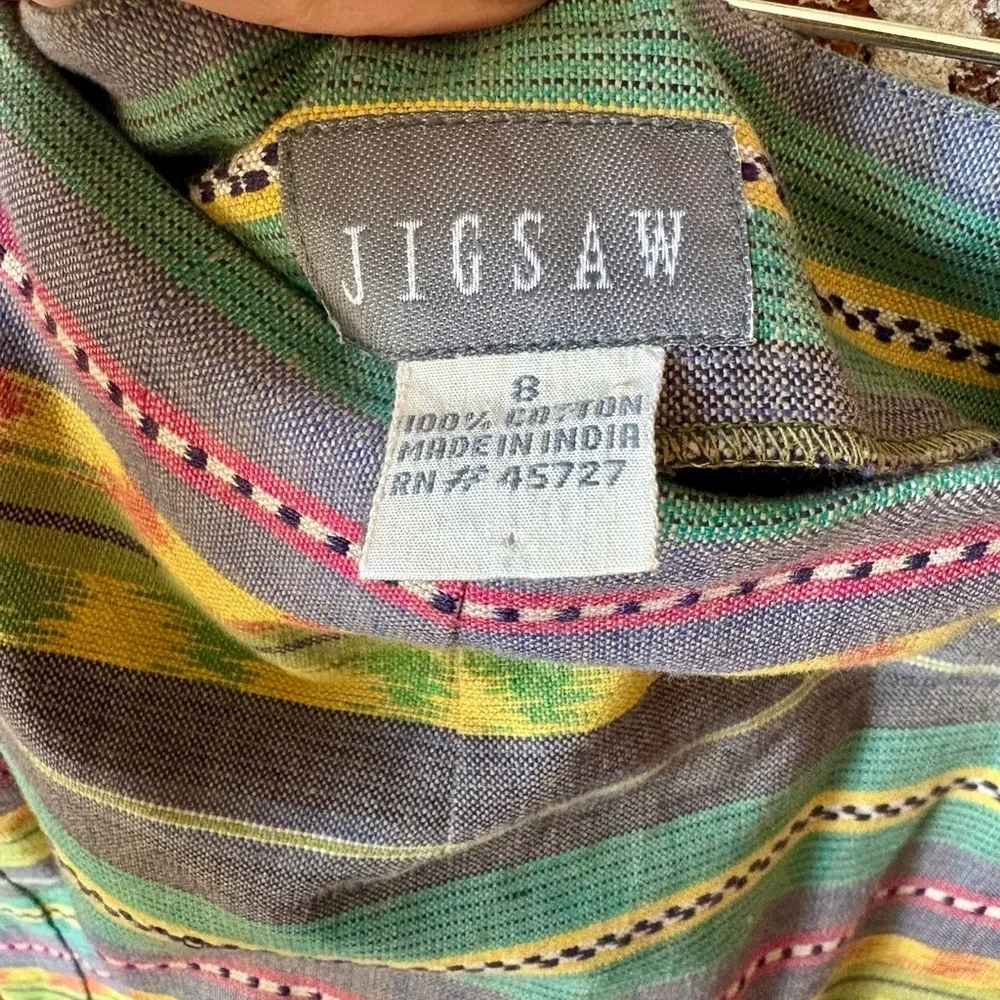 Vintage Jigsaw patterned multi color wrap mini skirt